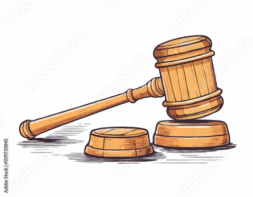 Cartoon Wooden Gavel Drawing