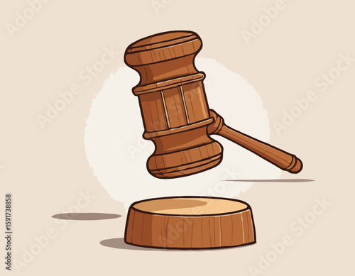 Cartoon Wooden Gavel Drawing