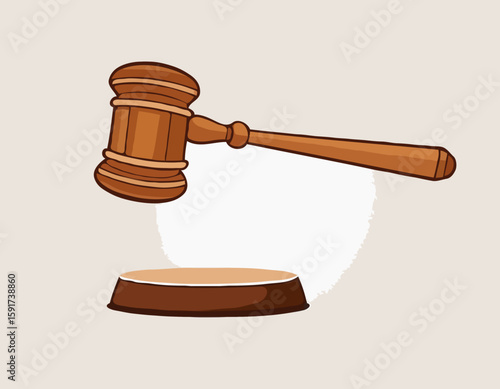 Cartoon Wooden Gavel Drawing
