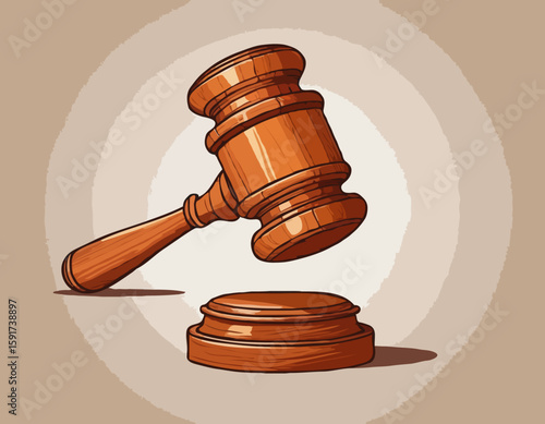 Cartoon Wooden Gavel Drawing