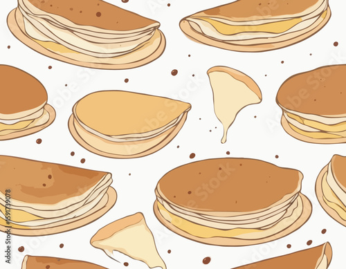 Crêpes volant de près sur un fond blanc