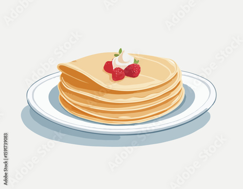 Crêpes volant de près sur un fond blanc