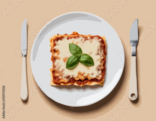 Portion de lasagne sur plaque blanche