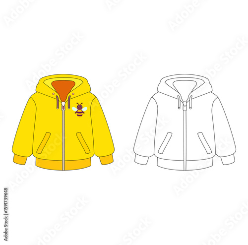 Cartoon Coloring Art Yellow Jacket Simple Design Icon Digital 