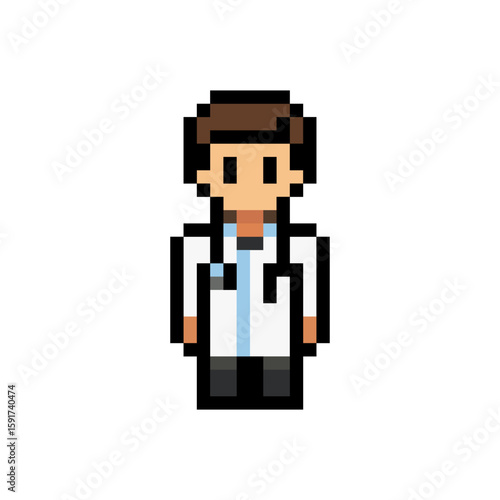 8Bit Pixel Art Male Doctor - Healthcare Character Icon