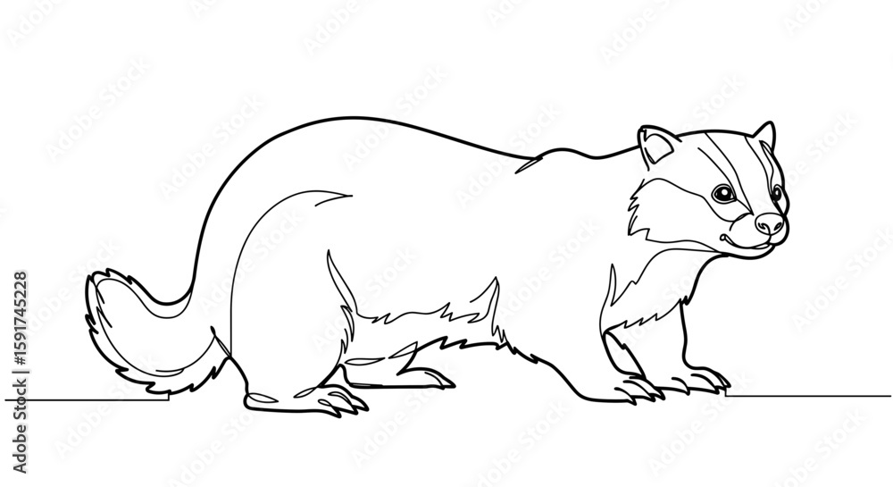 Fototapeta premium Line drawing of a badger standing on its hind legs 