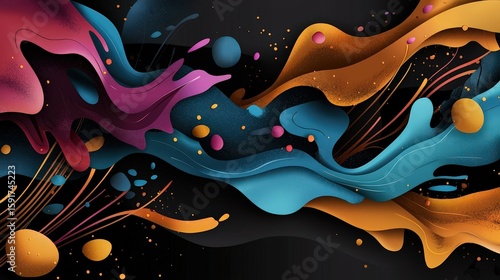 Dynamic colorful abstract waves digital art vibrant design modern aesthetic eye-catching viewpoint creative expression