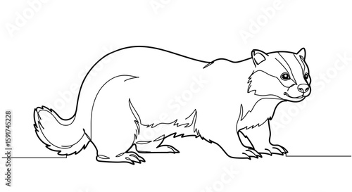 Line drawing of a badger standing on its hind legs  