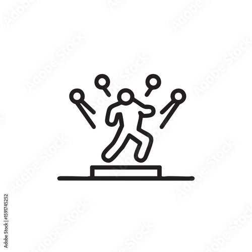 A stick figure is spotlighted on a stage.