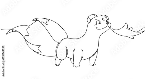 Cartoon ferret character with bushy tail and playful expression  