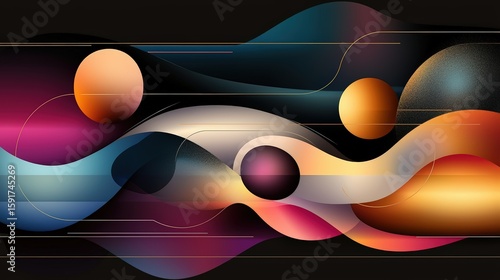 Dynamic abstract art composition digital space graphic design vibrant colors modern style visual concepts for digital art enthusiasts