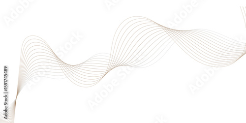 Abstract curve wave smooth brown line digital frequency flowing bland composite sound modern wave white background wallpaper design.