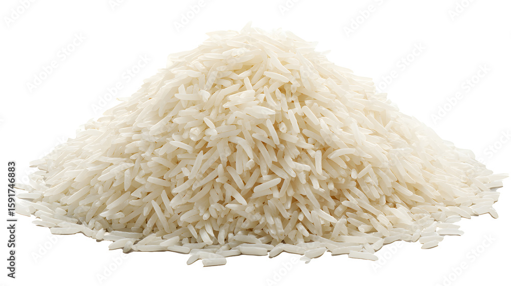 Dry white long rice basmati isolated on a white background Dry white long rice basmati isolated on a white background