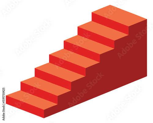 A red staircase representing progress and achievement Ai Generated