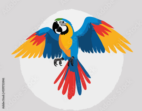 A cartoon Macaw with its wings spread