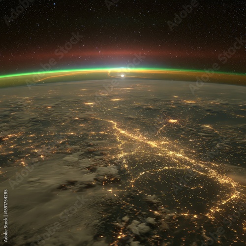 Earth At Night With City Lights From Space