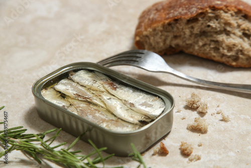 Wallpaper Mural Overhead view of open sardine tin, great source of daily protein intake Torontodigital.ca