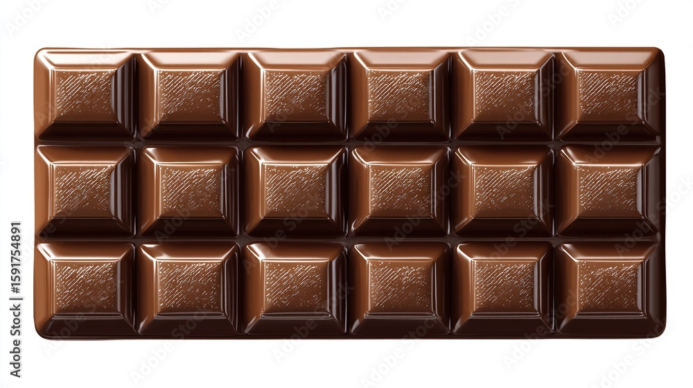 Obraz premium Shiny milk chocolate bar with rectangular squares