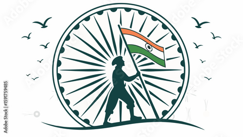National flag bearer silhouette graphic