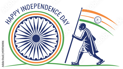 Person carrying flag illustrative design