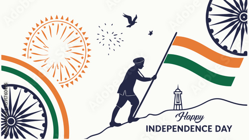 Person carrying flag on hill independence day