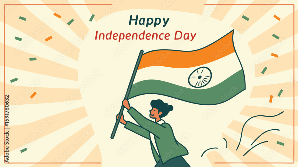 Obraz premium Person holding flag celebration graphic