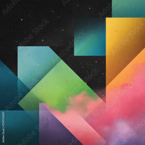 Abstract Geometric Design With Colorful Shapes