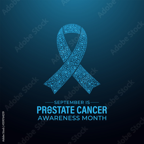September is Prostate Cancer Awareness Month, which raises awareness about the disease and raise public. Banner poster, social media, flyer and background. Designed in a low poly style.