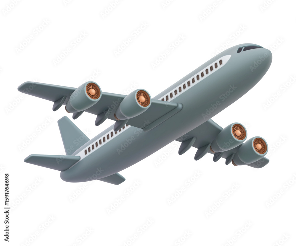 Fototapeta premium Modern Airplane Flying Above with Clear Sky Background
