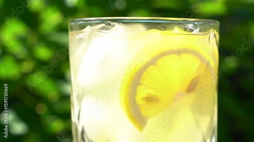 Refreshing iced lemonade in a glass