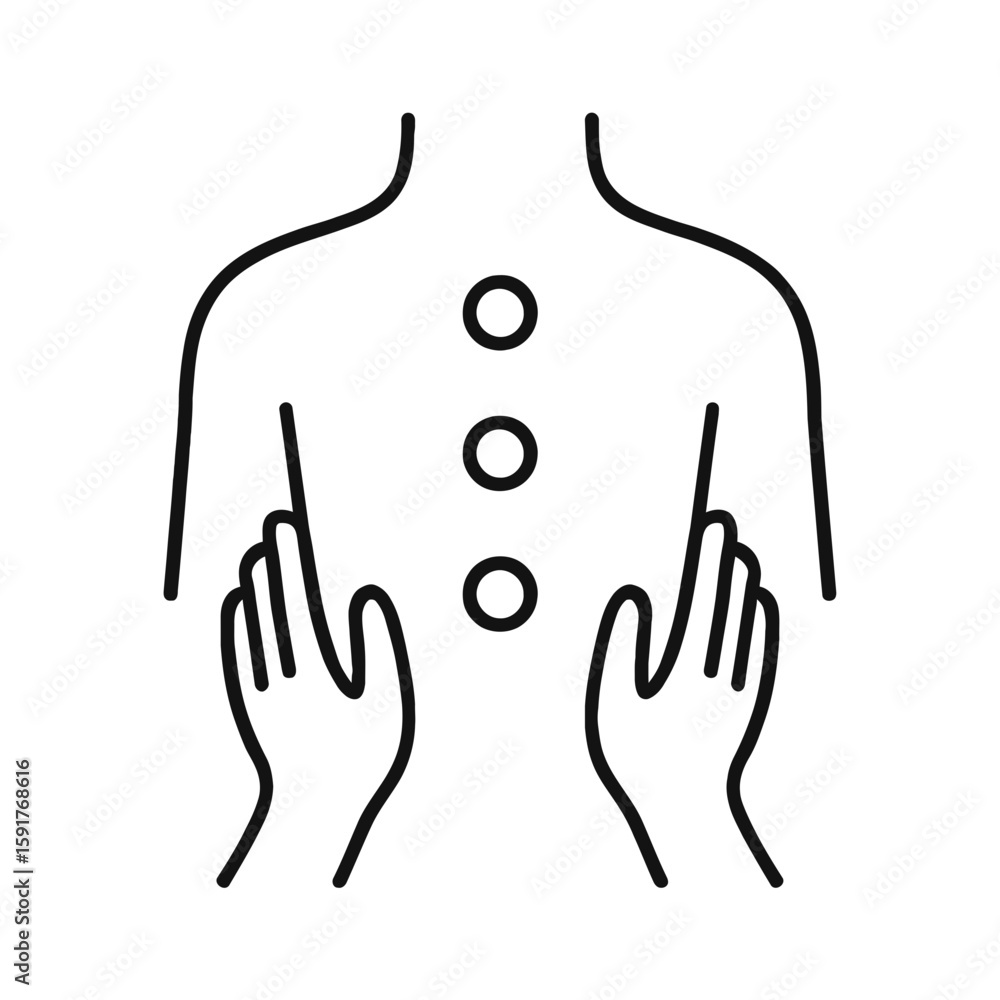 Obraz premium Chiropractic back spine adjustment icon with hands