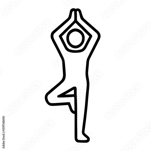 Yoga icon person tree pose illustration