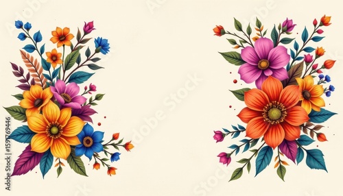 a hand drawn lgbt pride background with hand drawn floral elements in pride tones, on soft brushed linen background, used in expressive pride murals.