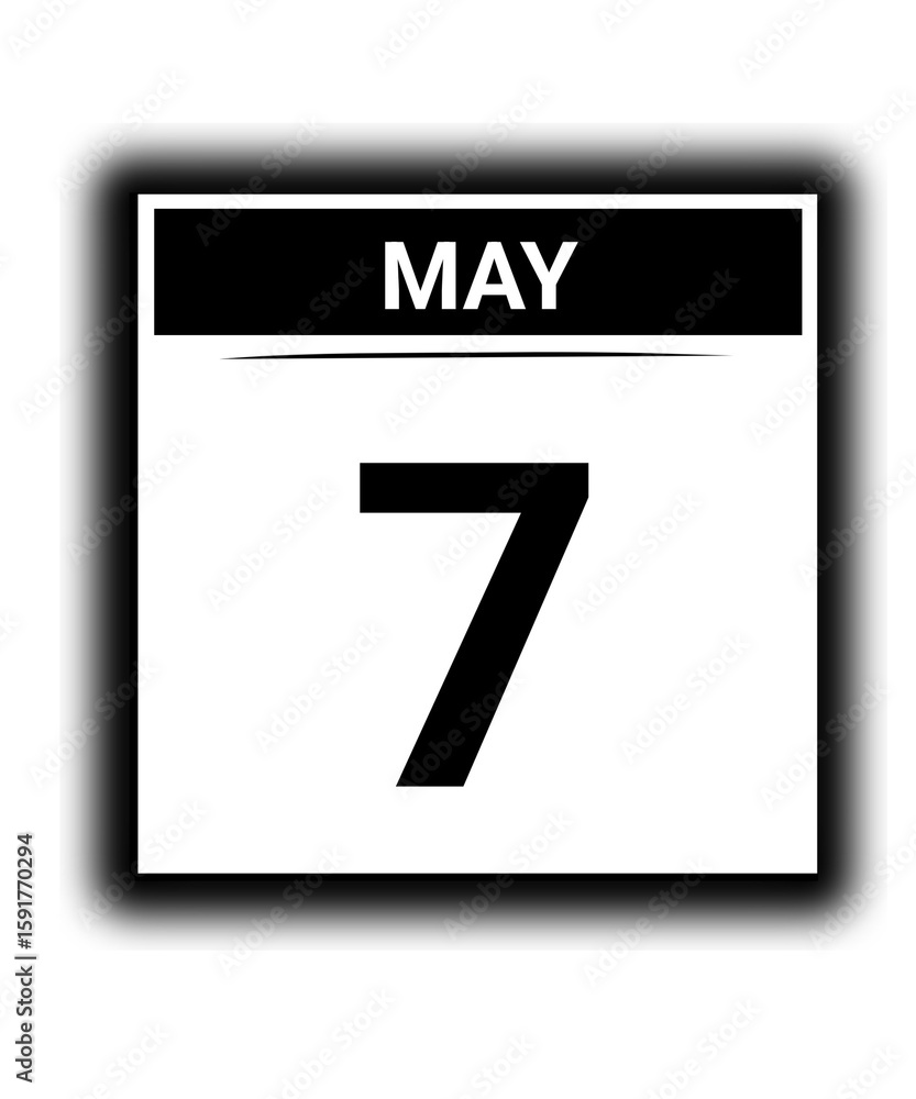 Fototapeta premium Black and white color May month calendar date 7