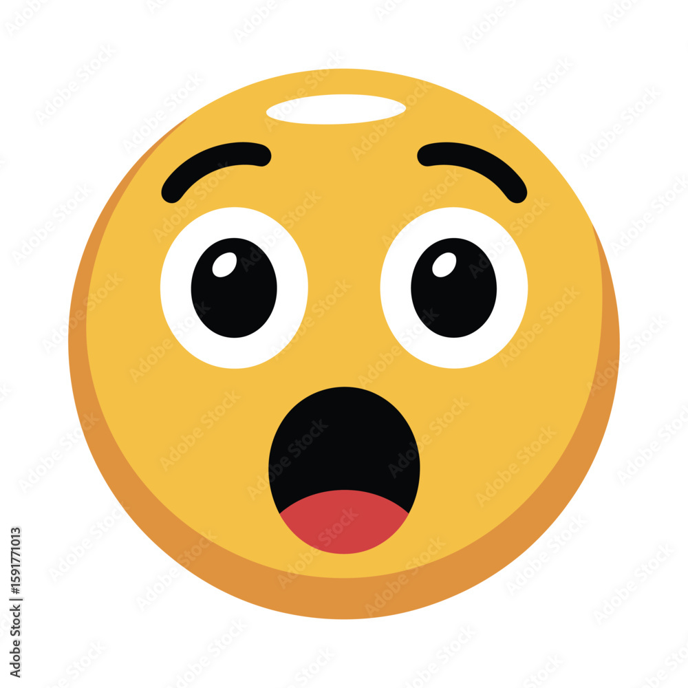 Fototapeta premium Surprised and shocked emoji face with wide open mouth and big eyes