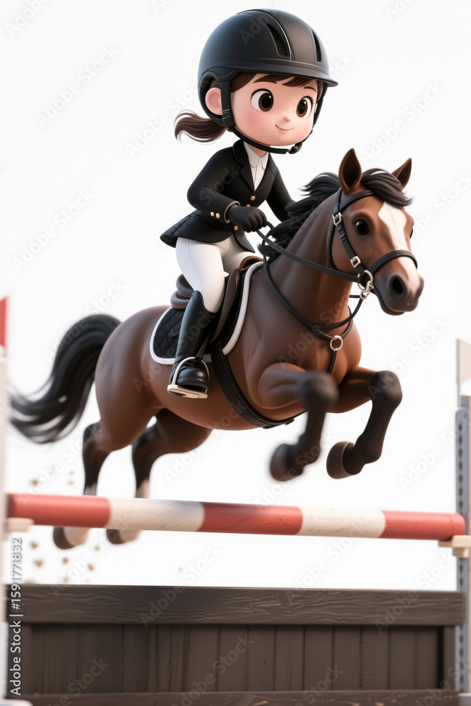 Professional female equestrian riding a hurdle Professional female equestrian riding a hurdle