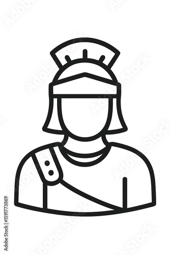 Legionary soldier illustration in a simple black line style  