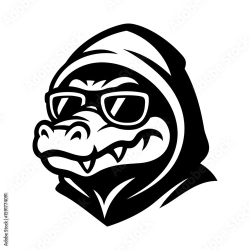 Crocodile mascot character with hoodie and sunglasses vector design