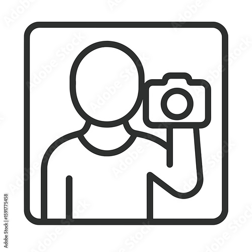 Person holding camera in minimalist style for self-portrait photography  