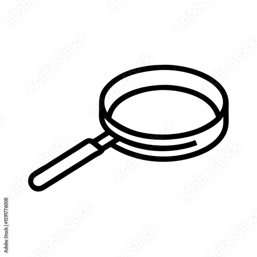 An icon of a classic magnifying glass, symbolizing search, investigation, and detail focus. Fits apps or educational visuals.