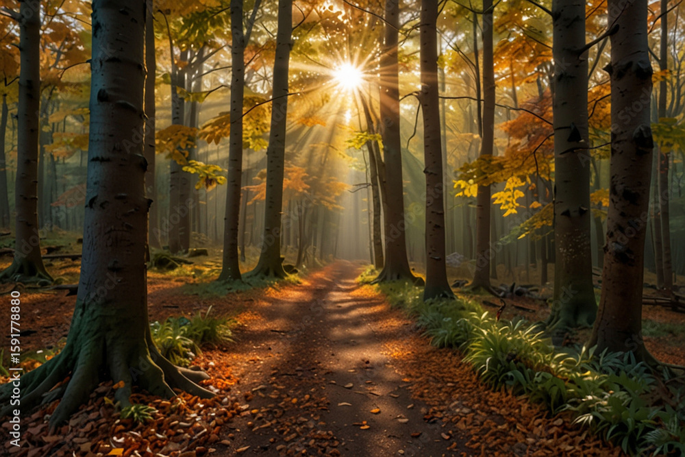 Fototapeta premium path in autumn forest