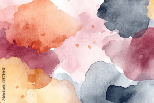 Abstract Watercolor Splatters In Soft Hues