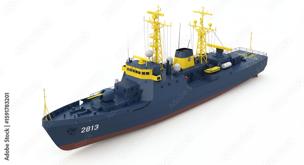 Fototapeta premium Modern navy vessel illustration