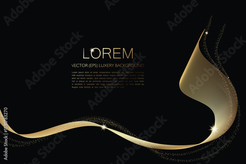 Premium elegant luxury dark background with glamorous gold elements and stardust for presentations, greetings and advertising. Vector, EPS, editable elements