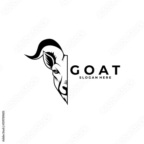 Goat Face logo design vector template