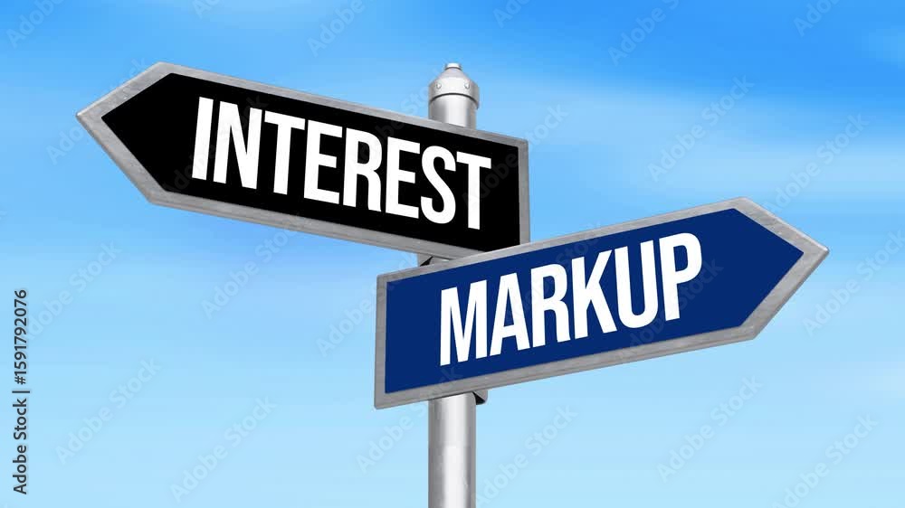 Interest vs Markup typography written on the signboard with blue sky in the backdrop, 4k animation Interest vs Markup typography written on the signboard with blue sky in the backdrop, 4k animation