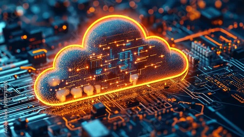 Glowing cloud on circuit board