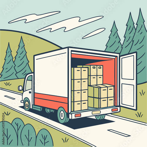 Trailer for Transporting Goods – Vector Illustration