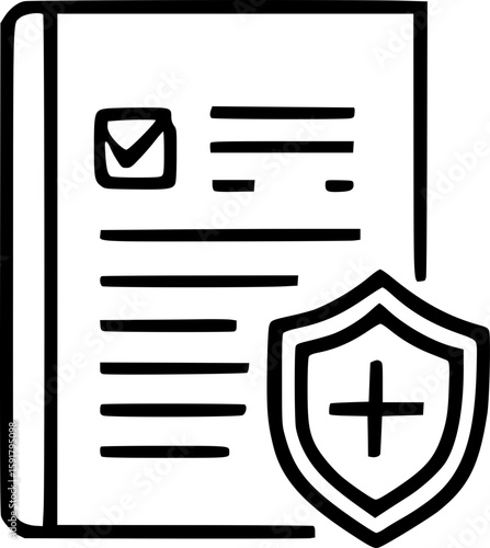 Document with checklist and shield icon representing data protection and security of information flow