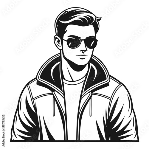 Stylish man wearing sunglasses and jacket fashion